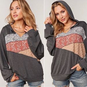LAST ONE: Absolutely gorgeous charcoal rust taupe women’s fall comfy cute hoodie